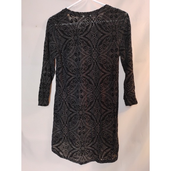 Ariat Womens Small S Sexy Black Velvet Sheer Dressy Tunic High Low Top Shirt - Picture 7 of 10